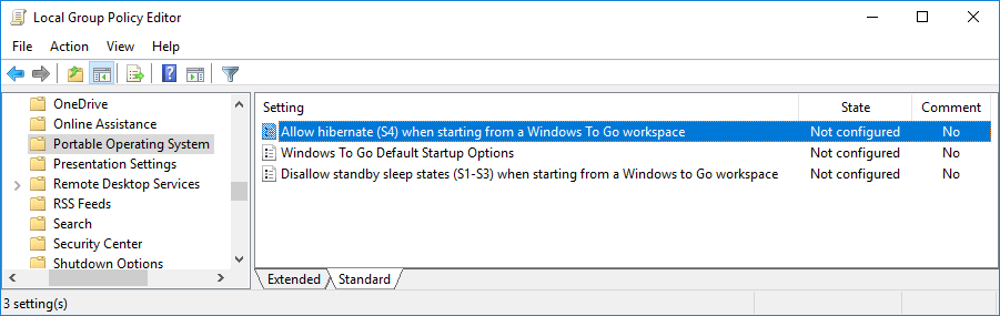 navigate to Portable Operating System policy