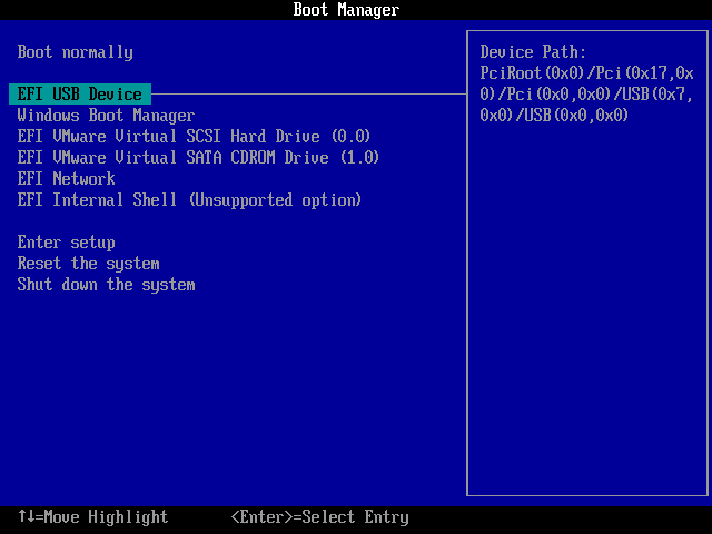 Boot from USB instructions in computer BIOS