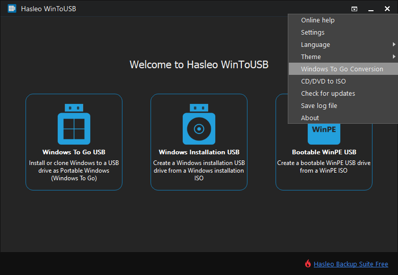 click Windows To Go conversion
