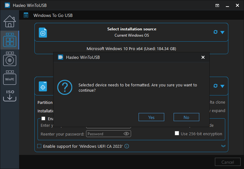 The drive needs to be formatted prompt