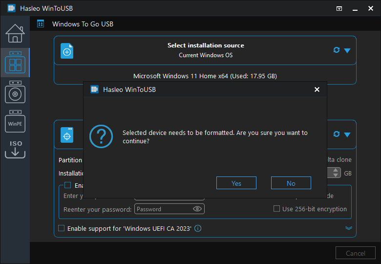 The drive needs to be formatted prompt