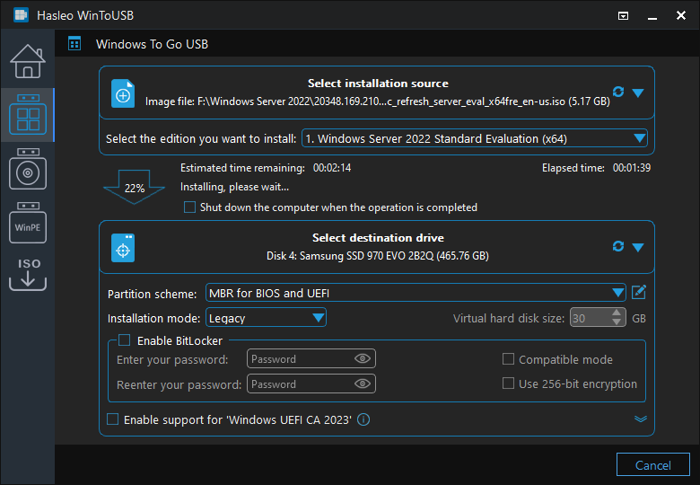 installing Windows to USB